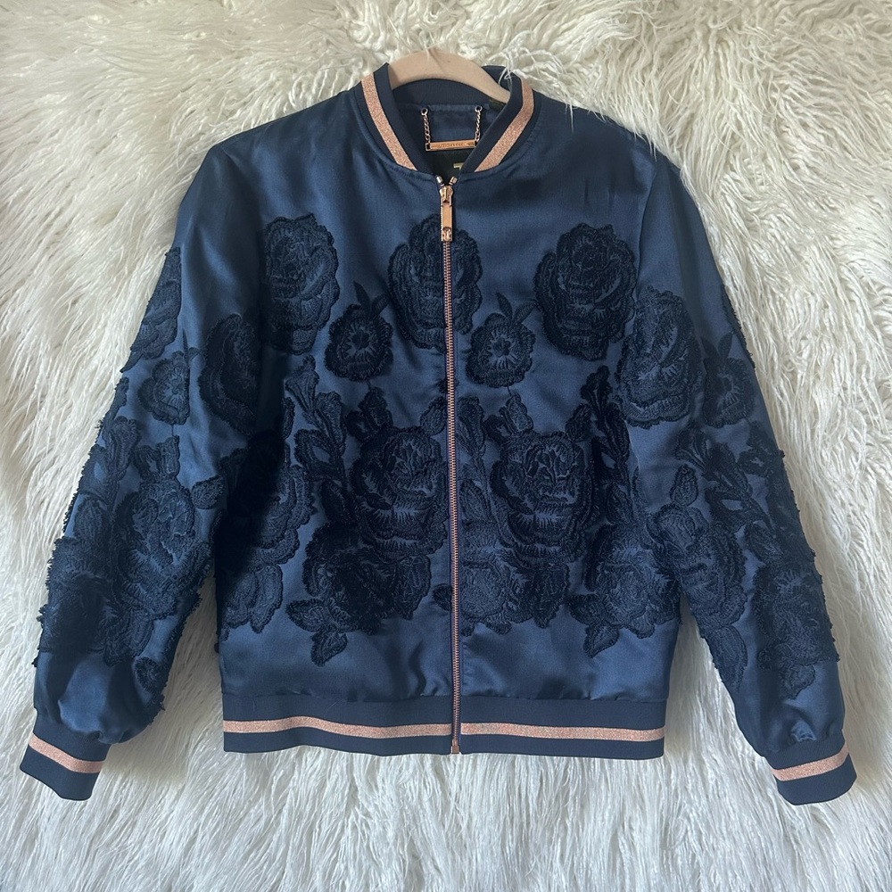 Ted Baker London Navy Floral Bomber Jacket - Picture 3 of 6